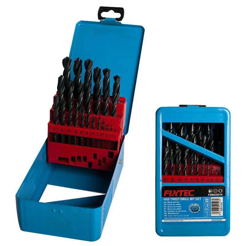Fixtec 25pcs HSS Twist Drill Bits Sets