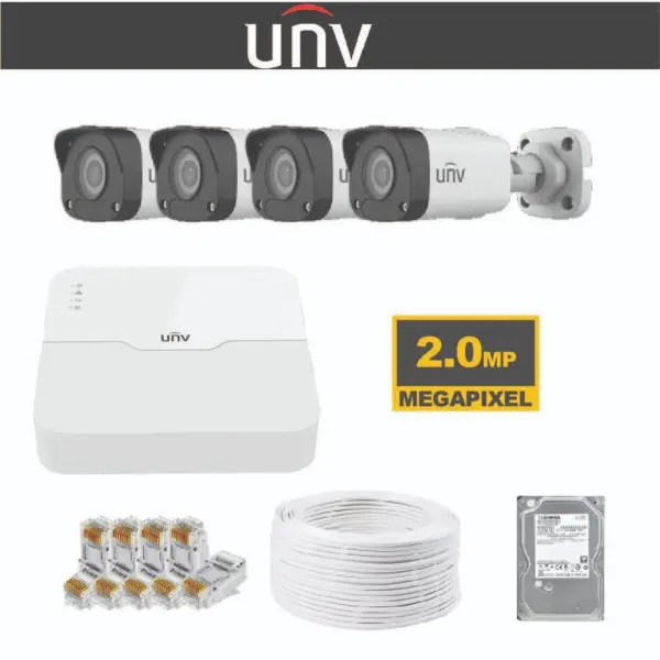 UNV IP 2MP 4 Channel 4 Cameras Kit