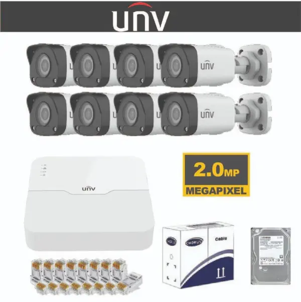 UNV IP 2MP IR 8 Channel 8 Cameras Kit
