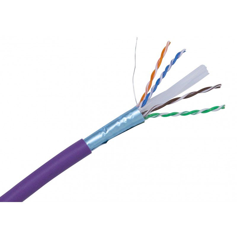 cat6-ftp-shielded-pvc-solid-core-cable.jpg Purple Color CAT6 FTP 23AWG 0.57mm Bare Copper PVC Indoor - Image 1